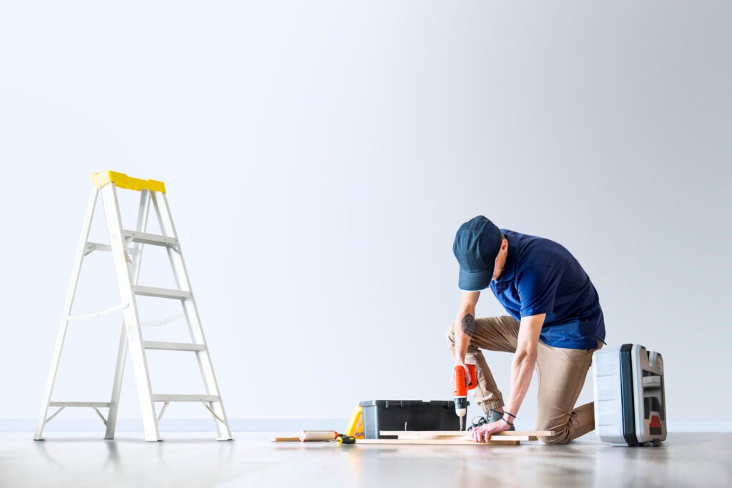 Man renovating his house with design space